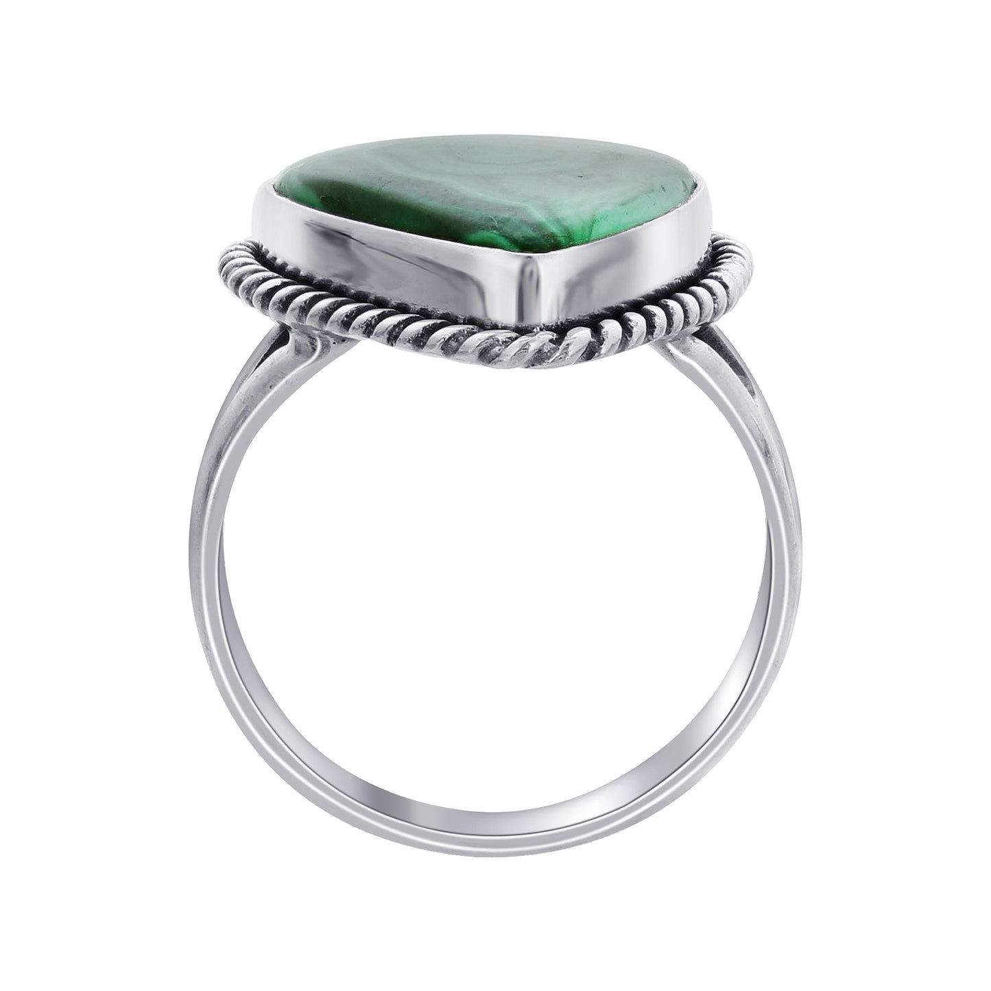 925 Sterling Silver Teardrop Malachite Gemstone Ring - Gem Avenue Retail