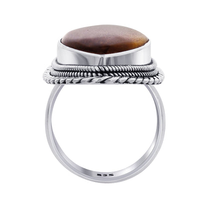 925 Sterling Silver Teardrop Tiger Eye Gemstone Ring Handmade Boho Vintage Statement Jewelry Gift for Women - GR567