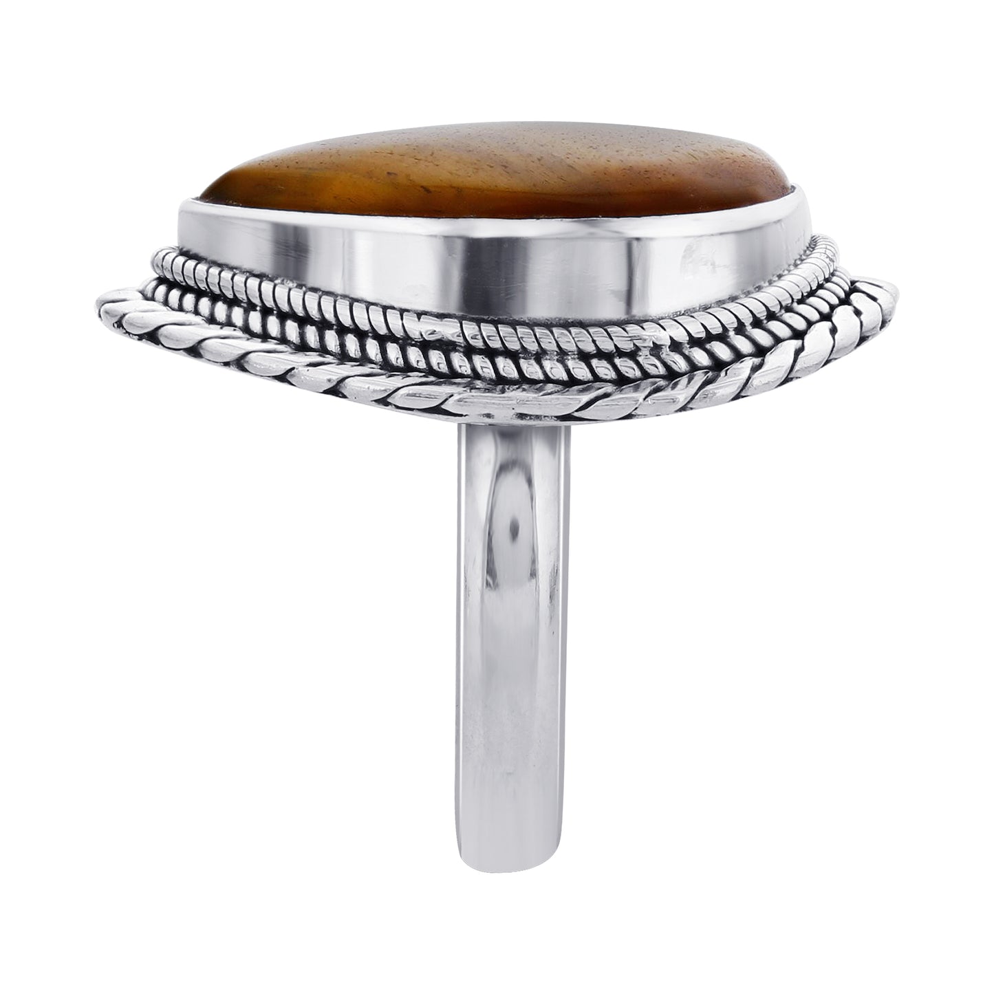 925 Sterling Silver Teardrop Tiger Eye Gemstone Ring Handmade Boho Vintage Statement Jewelry Gift for Women - GR567