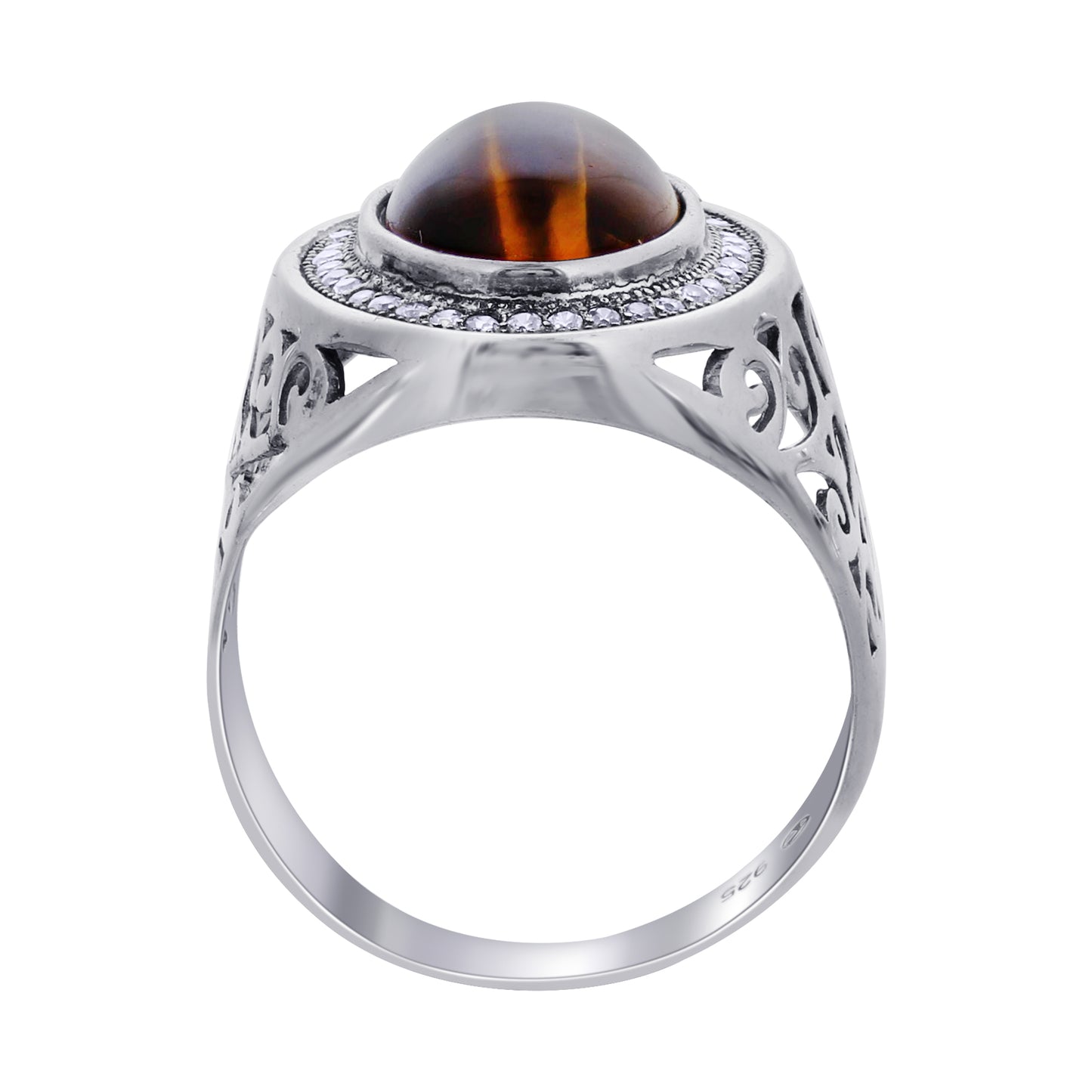 925 Sterling Silver Oval Tiger Eye Gemstone Ring Handmade Boho Vintage Statement Jewelry Gift for Women - GR571