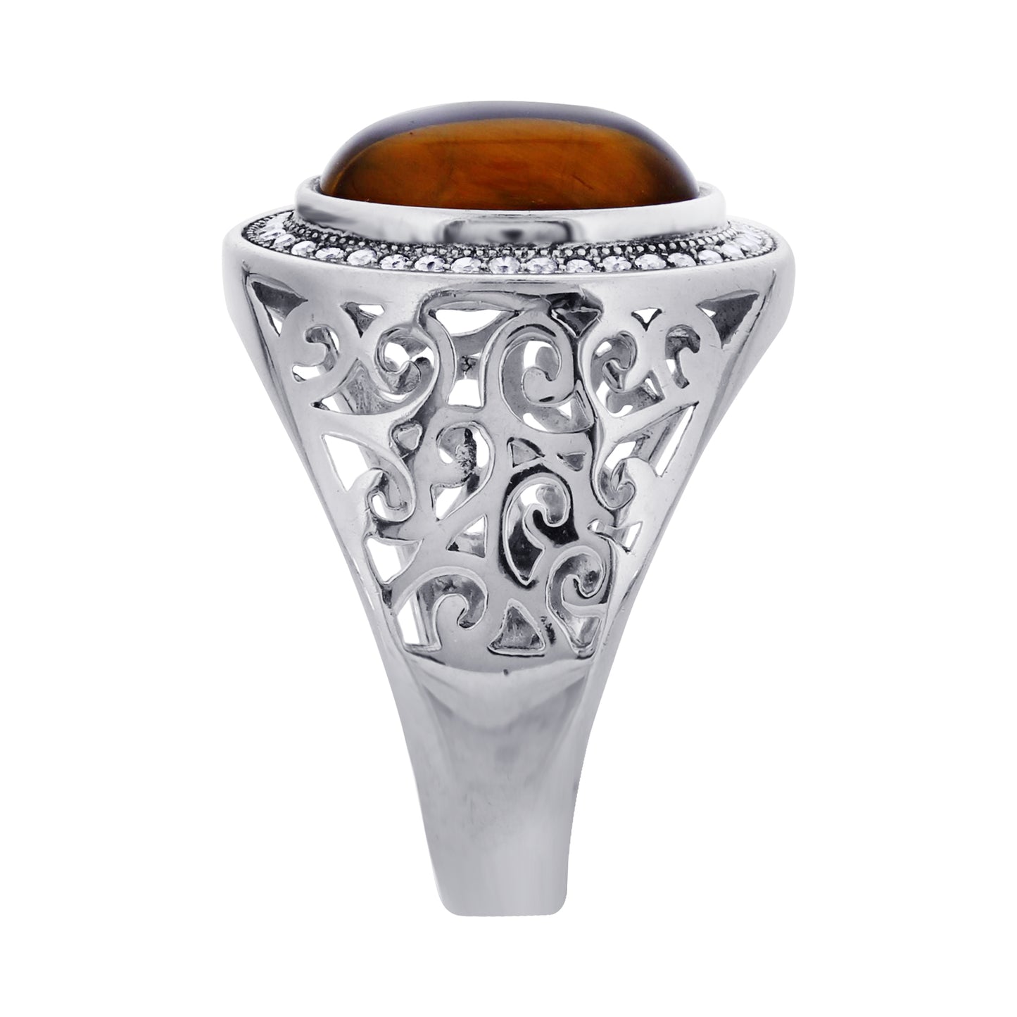 925 Sterling Silver Oval Tiger Eye Gemstone Ring Handmade Boho Vintage Statement Jewelry Gift for Women - GR571