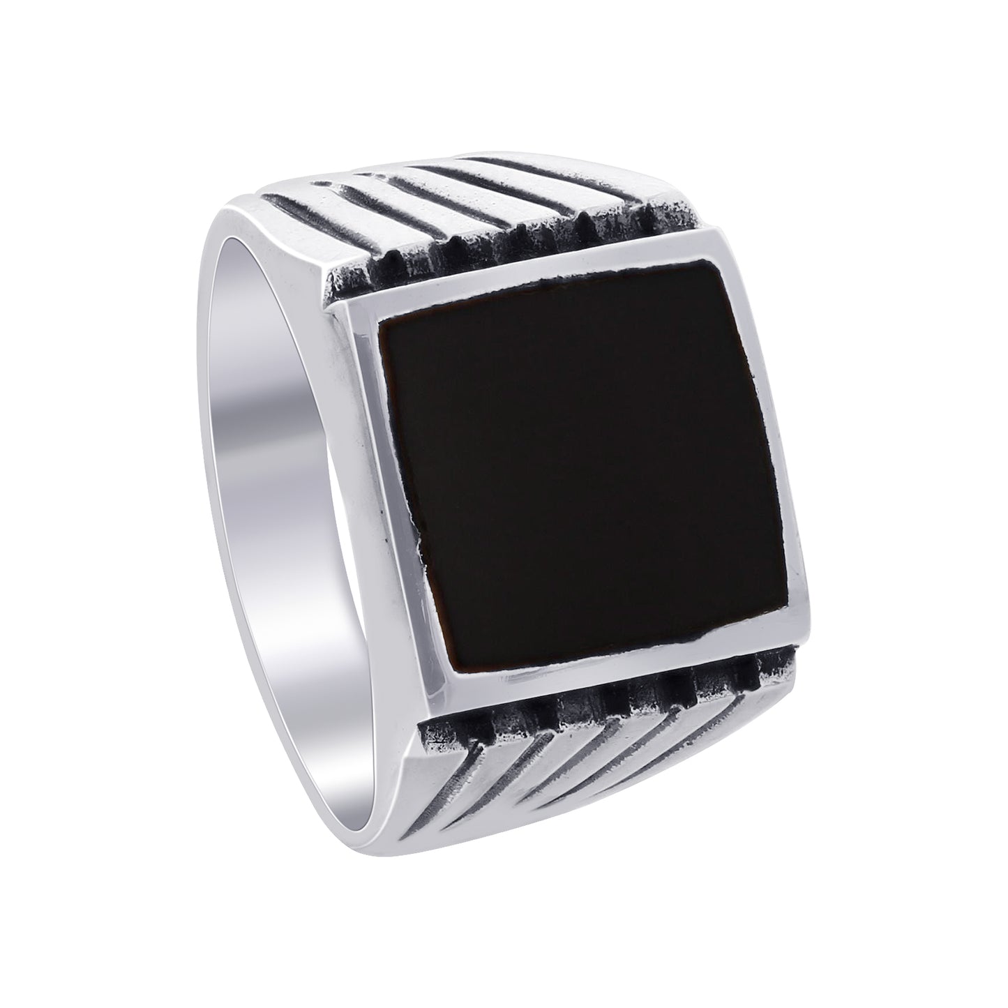Men's 925 Sterling Silver Black Onyx Ring Bold Square Stone Jewelry - GR574