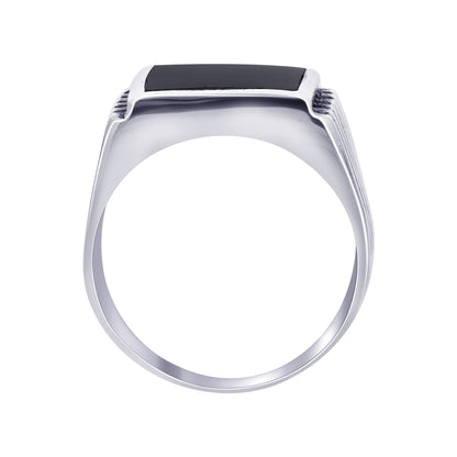 Men's 925 Sterling Silver Black Onyx Ring Bold Square Stone Jewelry - GR574