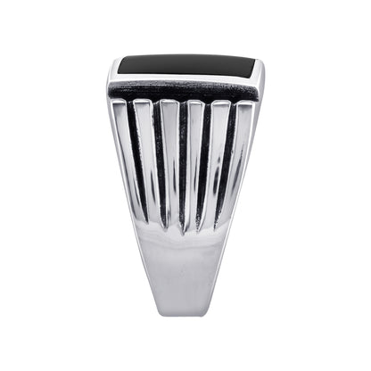 Men's 925 Sterling Silver Black Onyx Ring Bold Square Stone Jewelry - GR574