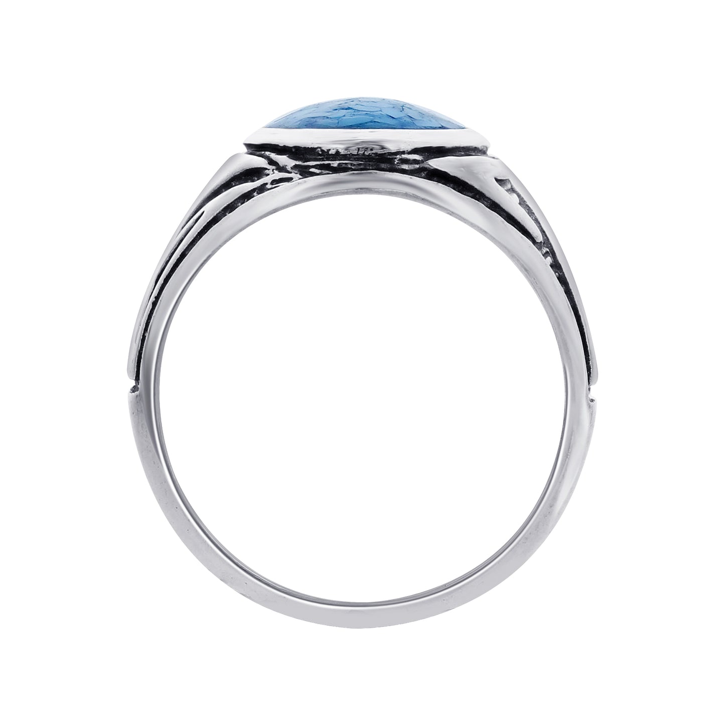 Men's 925 Sterling Silver Turquoise Ring Vintage Oval Blue Stone Handmade Jewelry - GR575