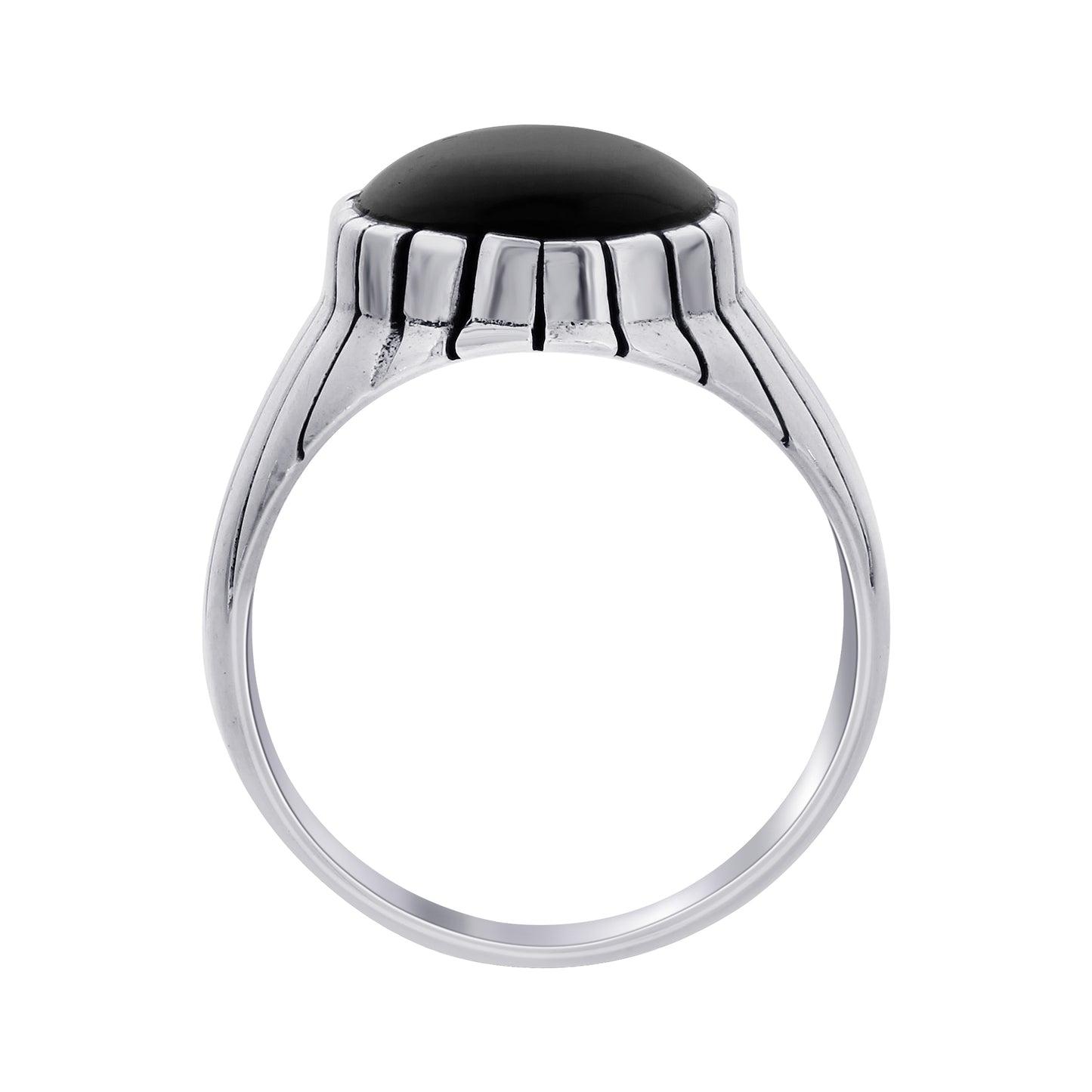 Men's 925 Sterling Silver Black Onyx Ring Bold Oval Stone Design, Handmade Classic Jewelry - GR577