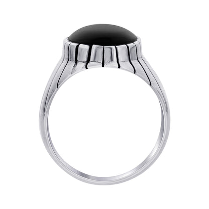 Men's 925 Sterling Silver Black Onyx Ring Bold Oval Stone Design, Handmade Classic Jewelry - GR577