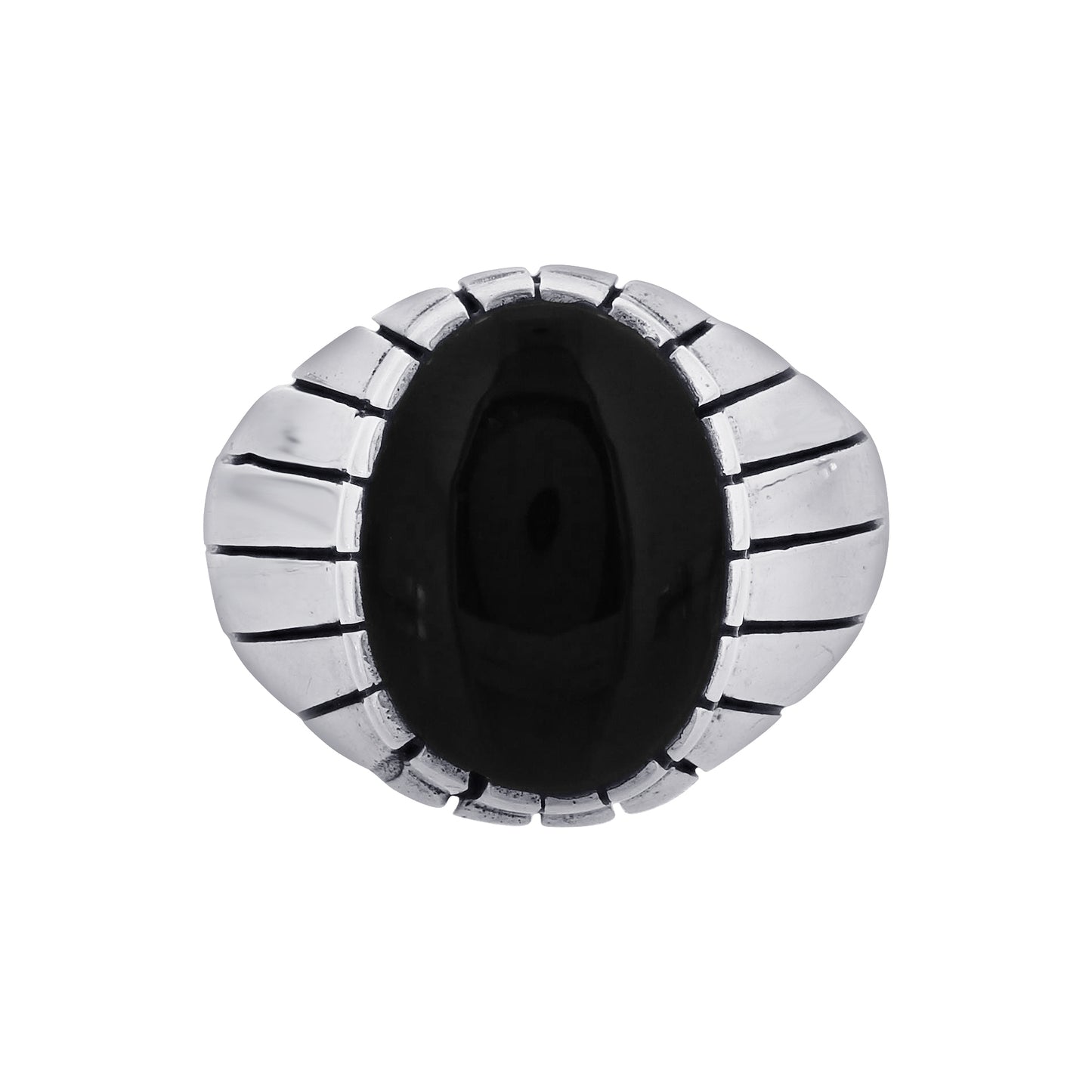 Men's 925 Sterling Silver Black Onyx Ring Bold Oval Stone Design, Handmade Classic Jewelry - GR577