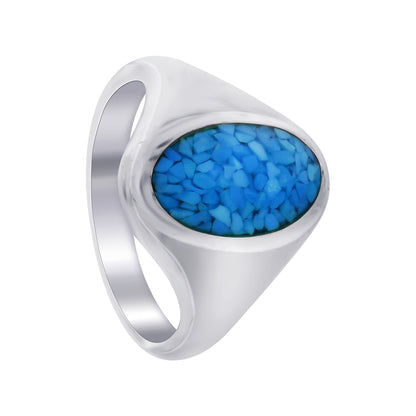 Men's 925 Sterling Silver Blue Turquoise Ring Vintage Oval Stone Design, Handmade Statement Jewelry - GR578