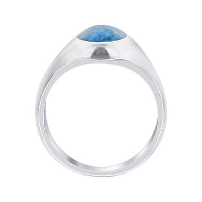 Men's 925 Sterling Silver Blue Turquoise Ring Vintage Oval Stone Design, Handmade Statement Jewelry - GR578