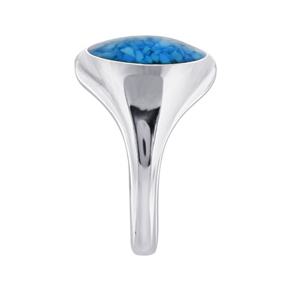 Men's 925 Sterling Silver Blue Turquoise Ring Vintage Oval Stone Design, Handmade Statement Jewelry - GR578