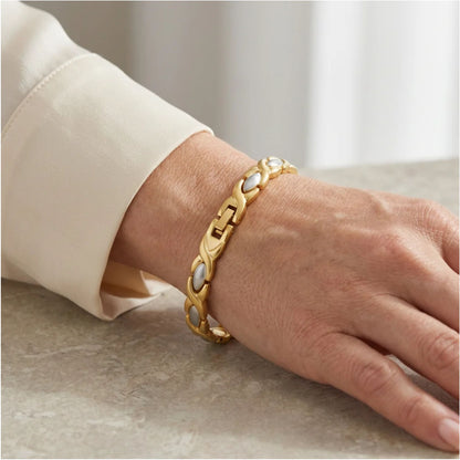 Magnetic Hugs and Kisses 2 Tone Bracelet 7.5 inches - Gem Avenue