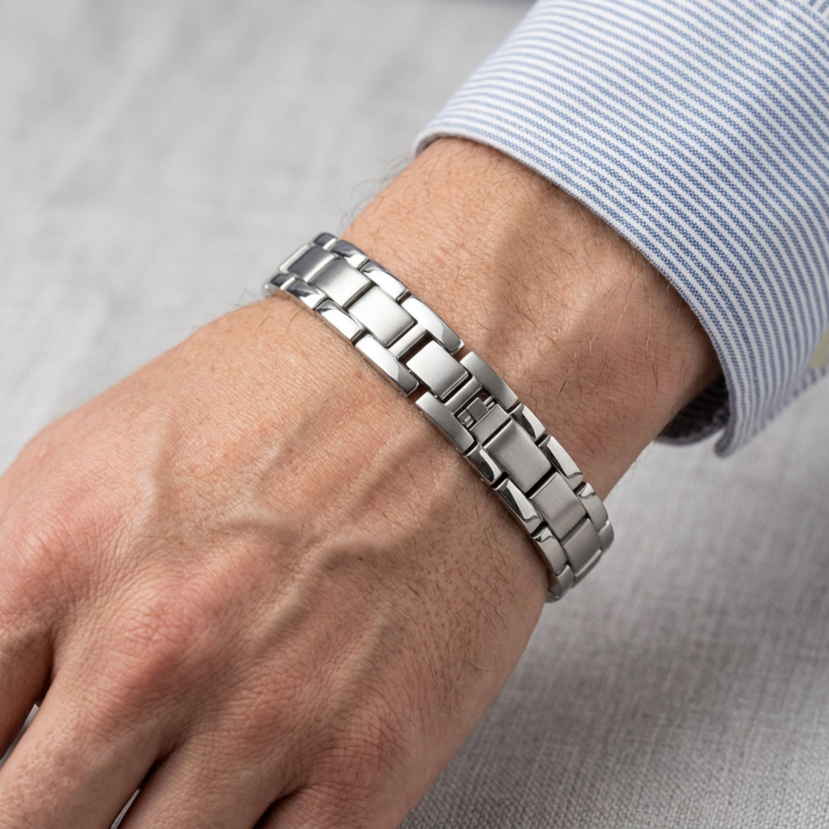 Men's Magnetic Bracelet 0.5 Inch Wide Fold Over Clasp Quality Jewelry Gift - Gem Avenue Retail