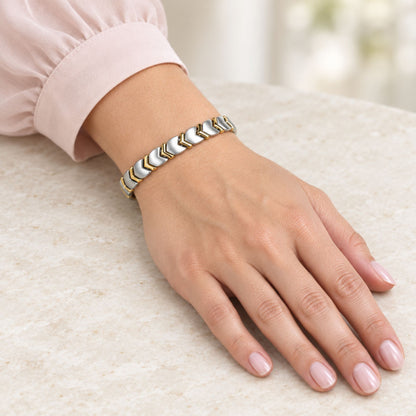 Stainless Steel Magnetic Golf Heart Bracelet 7.5 Inch Jewelry Gift for Men & Women