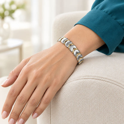 Stainless Steel Magnetic Golf Heart Bracelet 7.5 Inch Jewelry Gift for Men & Women