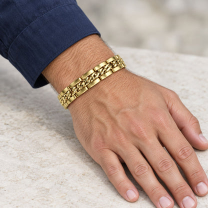 Mens Stainless Steel Magnetic Bracelet 8.75 Inches - Gem Avenue