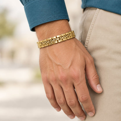 Mens Stainless Steel Magnetic Bracelet 8.75 Inches - Gem Avenue