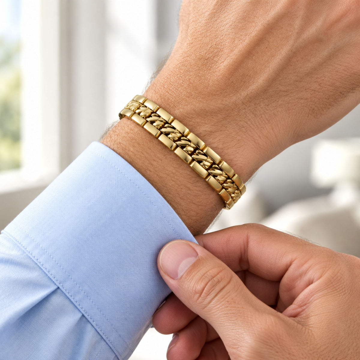 Mens Stainless Steel Magnetic Bracelet 8.75 Inches - Gem Avenue