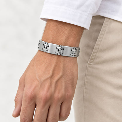 Mens Stainless Steel Silver Tone Magnetic Bracelet - Gem Avenue