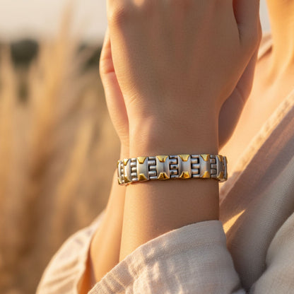 Titanium Magnetic Hugs & Kisses Bracelet 7.5" with Fold over Clasps