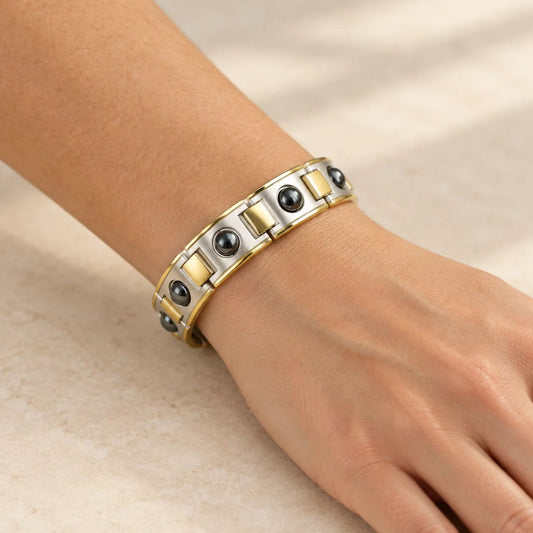 Men’s Silver Tone Magnetic 12mm Wide Link Bracelet 8.5 Inch Bold Jewelry Gift
