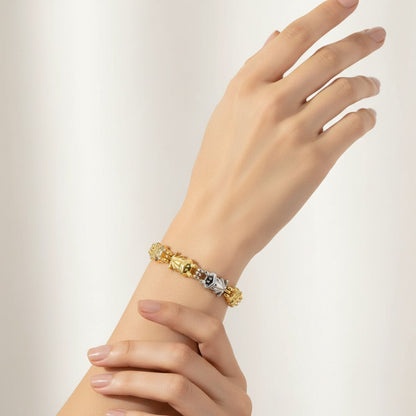 Magnetic 8mm wide Link Bracelet 7.5 inch with Fold over Clasp