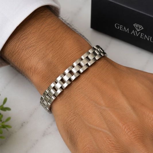 Magnetic Therapy Men's Titanium 8.5 inch Long Link Bracelet
