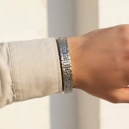 Men's Titanium Magnetic Texture Pattern 12mm Wide Bracelet 8 inch