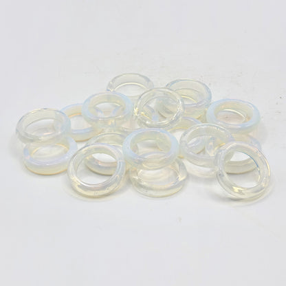 Natural Opalite Stone Band Ring Polished Milky Translucent Finish, Simple Elegant Unisex Jewelry