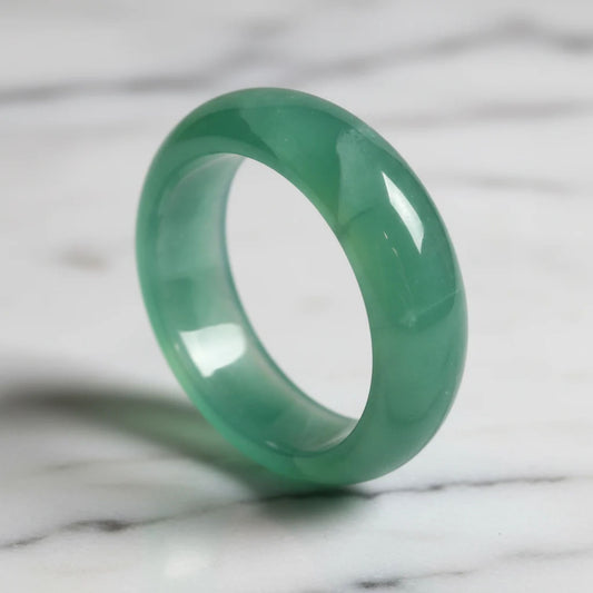 Green Agate Gemstone Ring – 5mm Natural Stone Band for Men and Women – Unisex Polished Agate Jewelry for Daily Wear or Gift-kjr005
