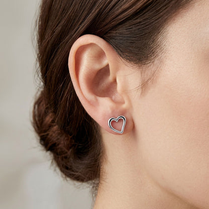 Open Heart Stud Earrings 925 Sterling Silver Post Back Jewelry Minimalist Heart Gift for Women