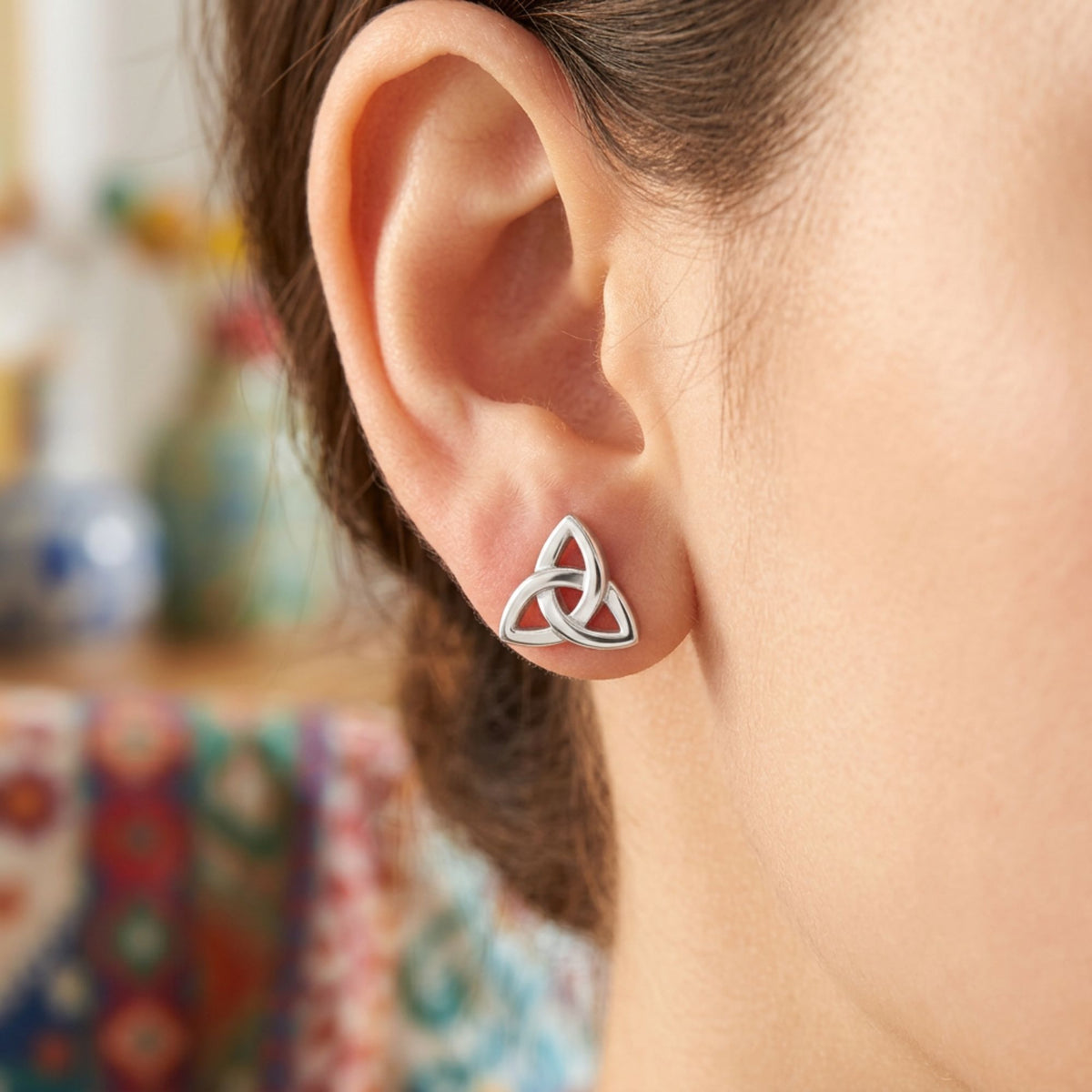 Celtic Knot Stud Earrings .925 Sterling Silver Post Back Jewelry Handmade Celtic Symbol Gift for Women