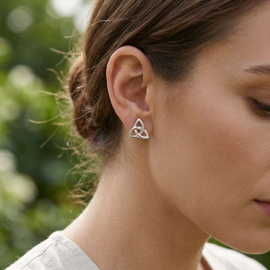 Celtic Knot Stud Earrings .925 Sterling Silver Post Back Jewelry Handmade Celtic Symbol Gift for Women
