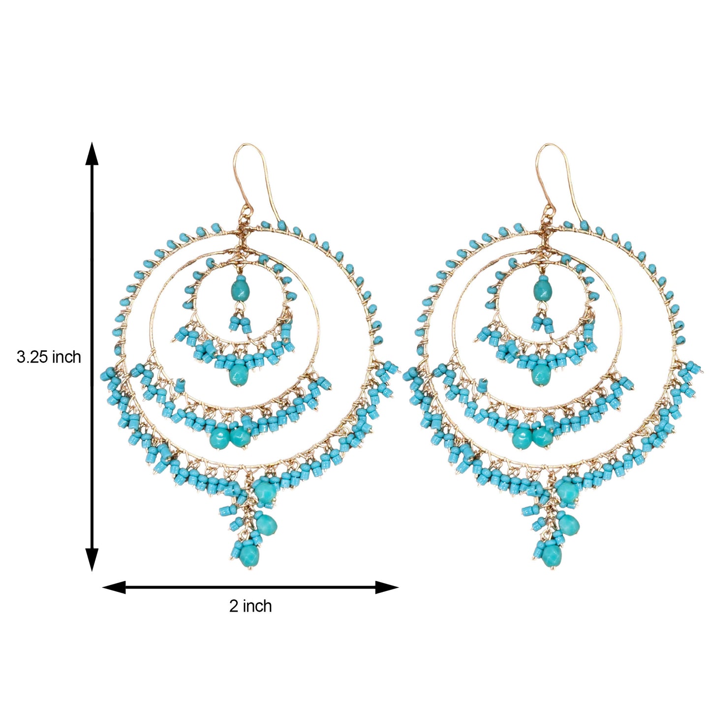 Bohemian Fire Polished Beaded Triple Hoop Earrings in Hypoallergenic Stainless Steel