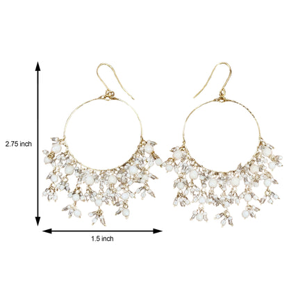 Bohemian Fire Polished Beaded Hoop Tassel Earrings in Hypoallergenic Stainless Steel