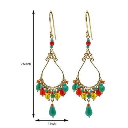 Fire Polished Bead Teardrop Drop Earrings Hypoallergenic Stainless Steel Hooks