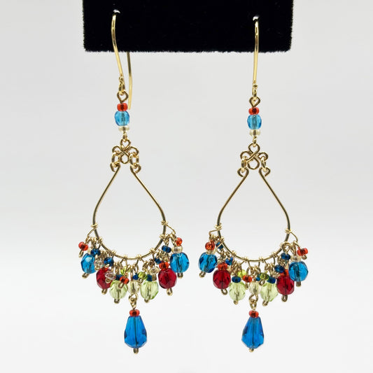 Fire Polished Bead Teardrop Earrings with Hypoallergenic Stainless Steel Hooks