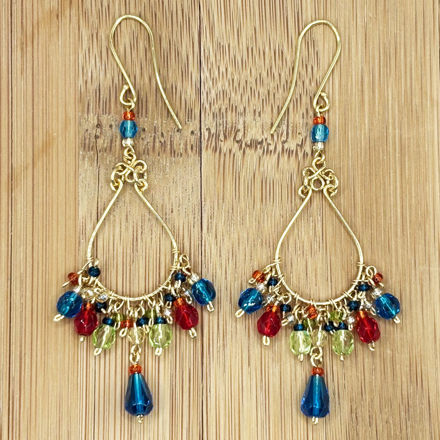 Fire Polished Bead Teardrop Earrings with Hypoallergenic Stainless Steel Hooks