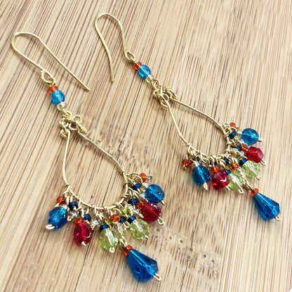 Fire Polished Bead Teardrop Earrings with Hypoallergenic Stainless Steel Hooks