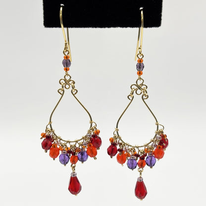 Fire Polished Bead Teardrop Earrings Hypoallergenic Stainless Steel Hooks Elegant Jewelry