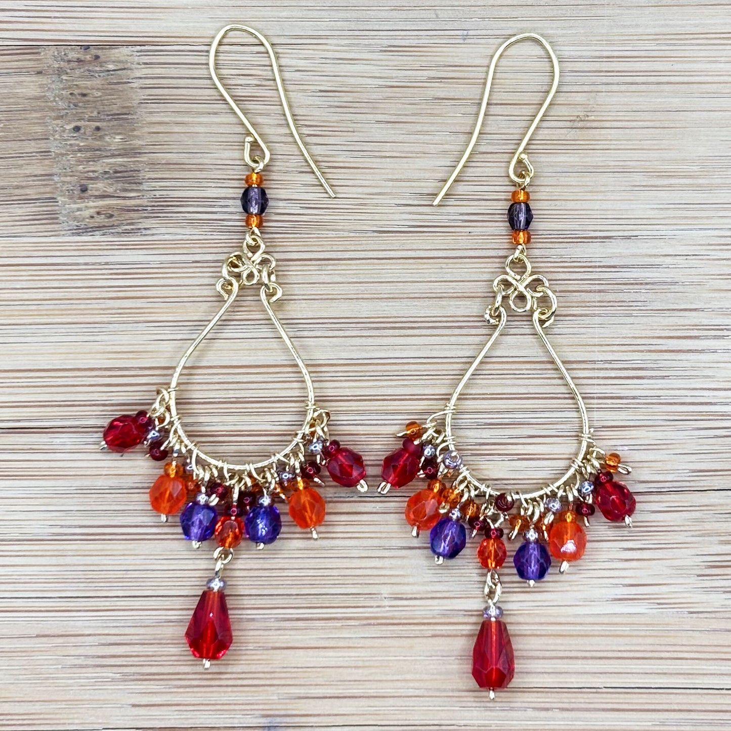 Fire Polished Bead Teardrop Earrings Hypoallergenic Stainless Steel Hooks Elegant Jewelry