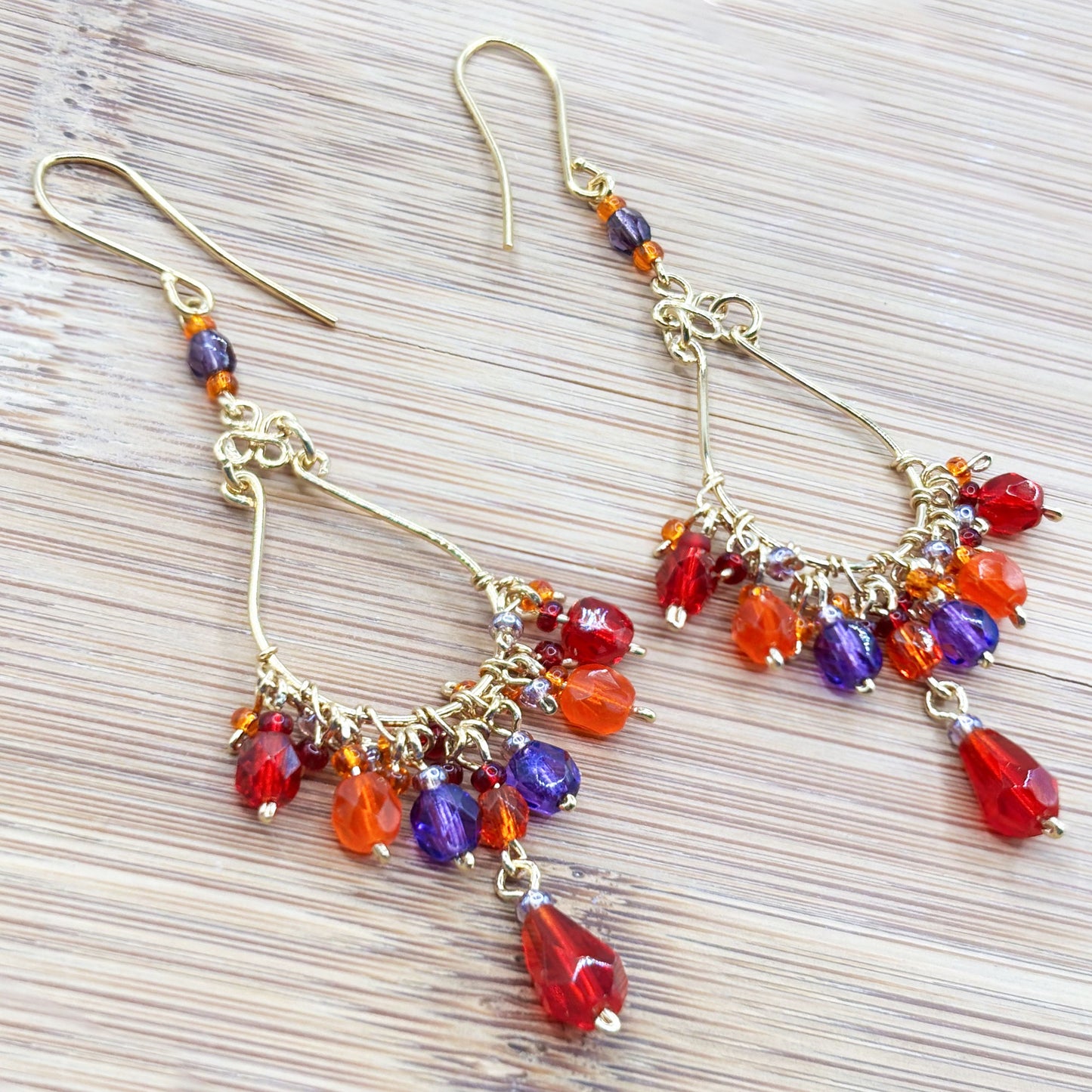 Fire Polished Bead Teardrop Earrings Hypoallergenic Stainless Steel Hooks Elegant Jewelry