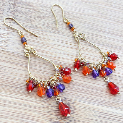 Fire Polished Bead Teardrop Earrings Hypoallergenic Stainless Steel Hooks Elegant Jewelry