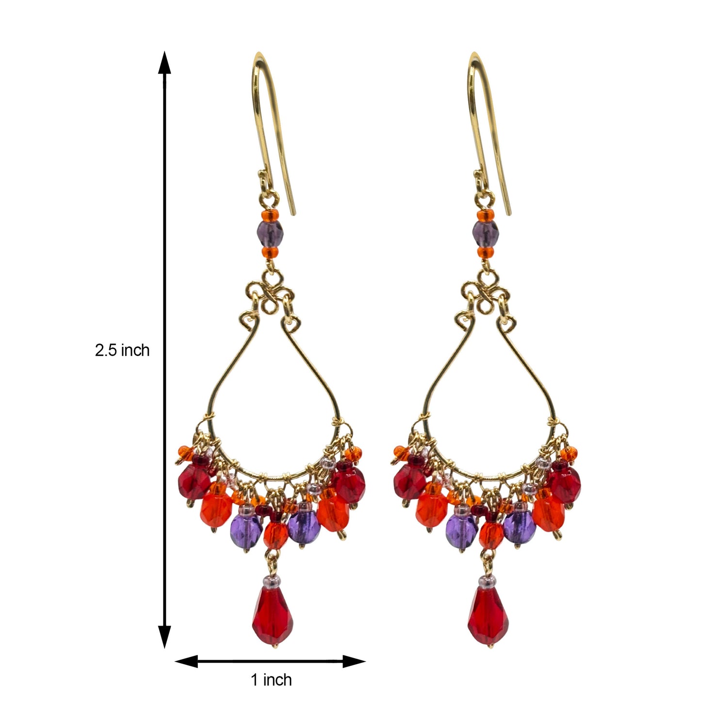 Fire Polished Bead Teardrop Earrings Hypoallergenic Stainless Steel Hooks Elegant Jewelry