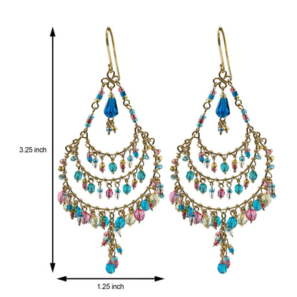Fire Polished Bead Chandelier & Teardrop Earrings Hypoallergenic Stainless Steel Hooks