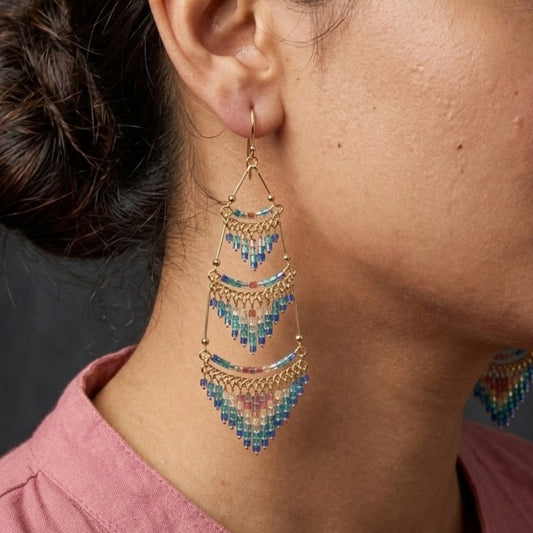 Hypoallergenic Stainless Steel Chandelier Earring Collection Fire Polished & Czech Beads Jewelry