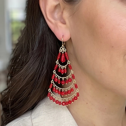 Stainless Steel Fire Polished Beads Chandelier Earrings - Gem Avenue Retail