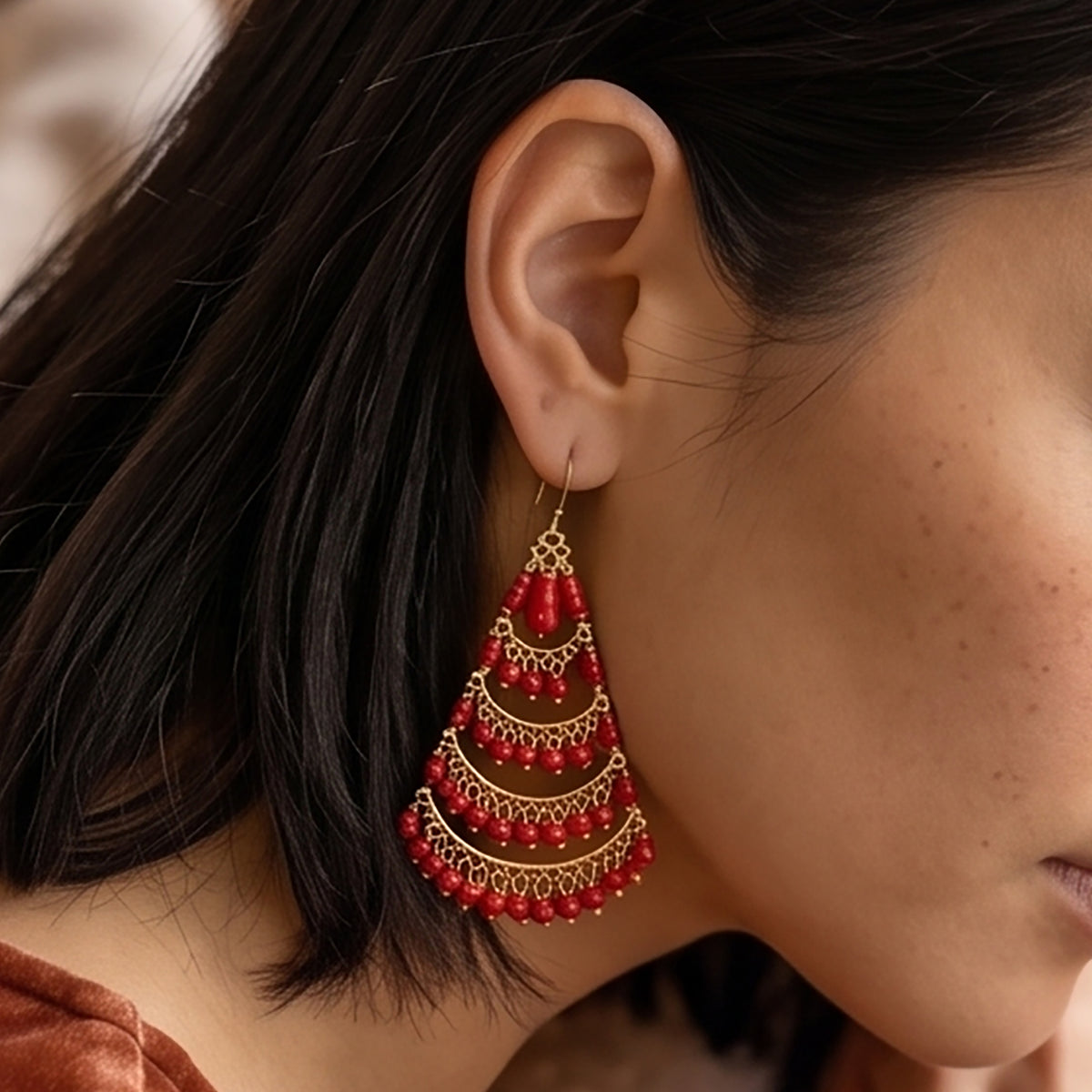 Stainless Steel Fire Polished Beads Chandelier Earrings - Gem Avenue Retail