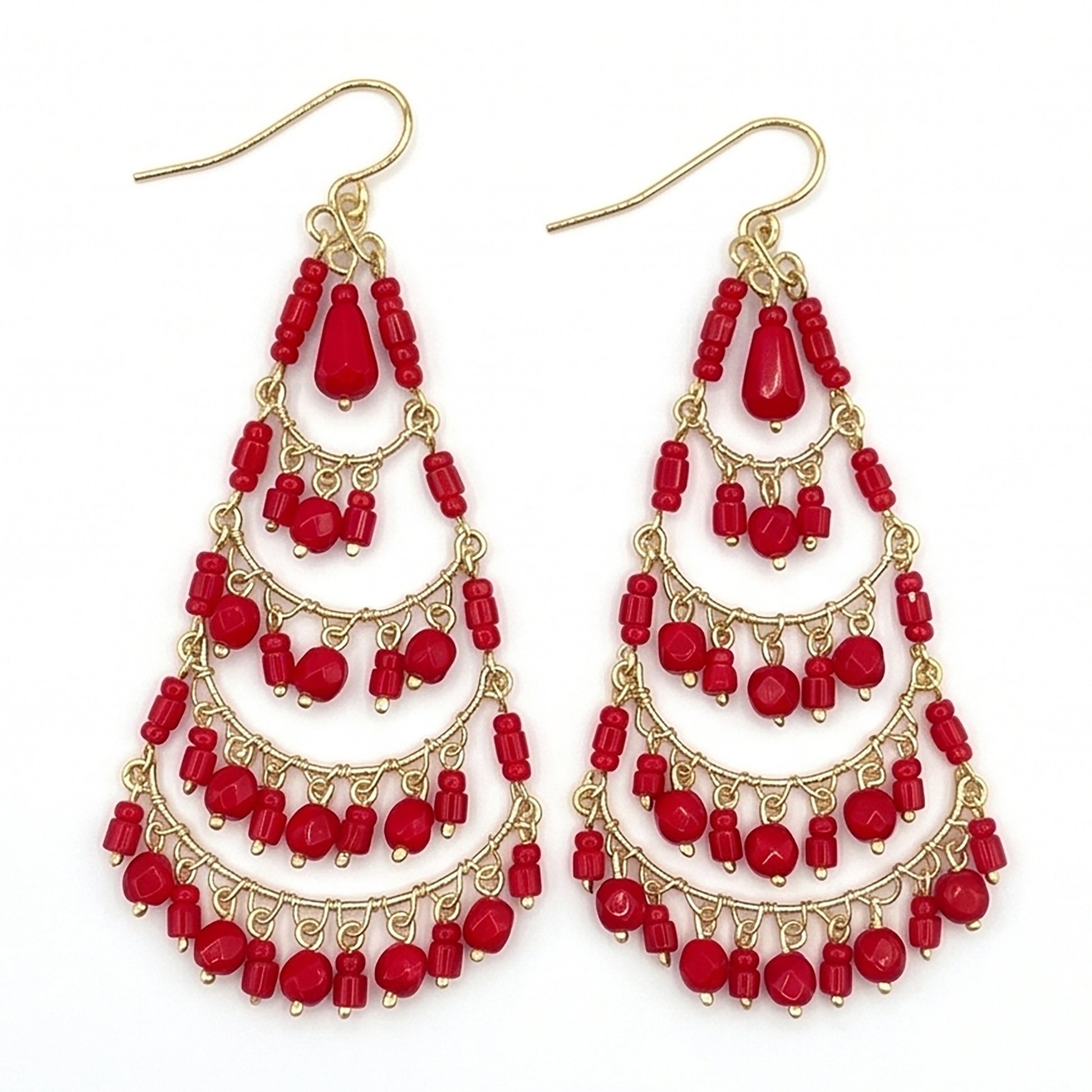 Stainless Steel Fire Polished Beads Chandelier Earrings - Gem Avenue Retail