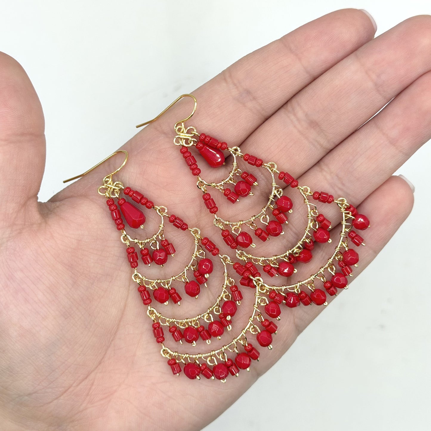 Stainless Steel Fire Polished Beads Chandelier Earrings - Gem Avenue Retail